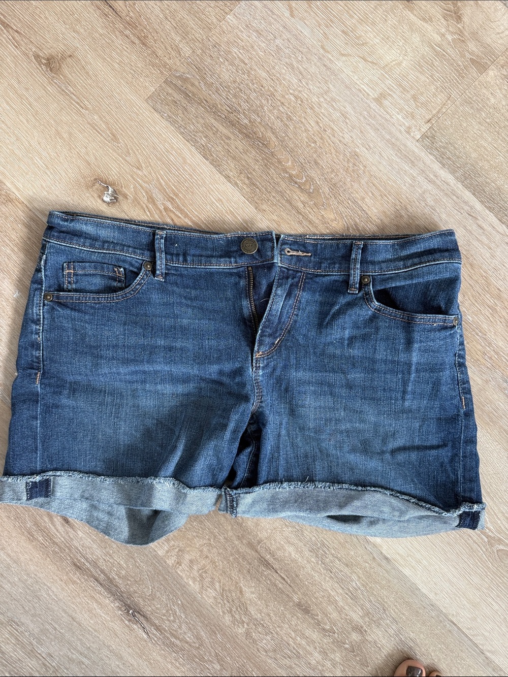 LOFT Dark Blue Denim Rolled Cuff Shorts